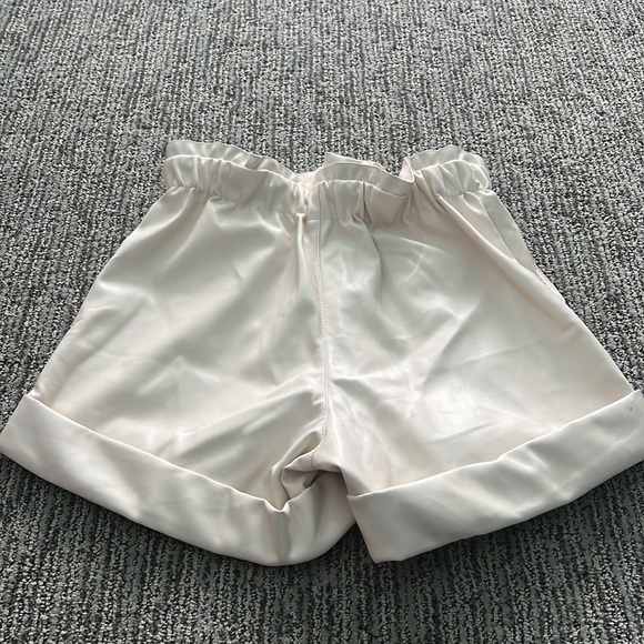 Cream Leather Shorts - Picture 7 of 8